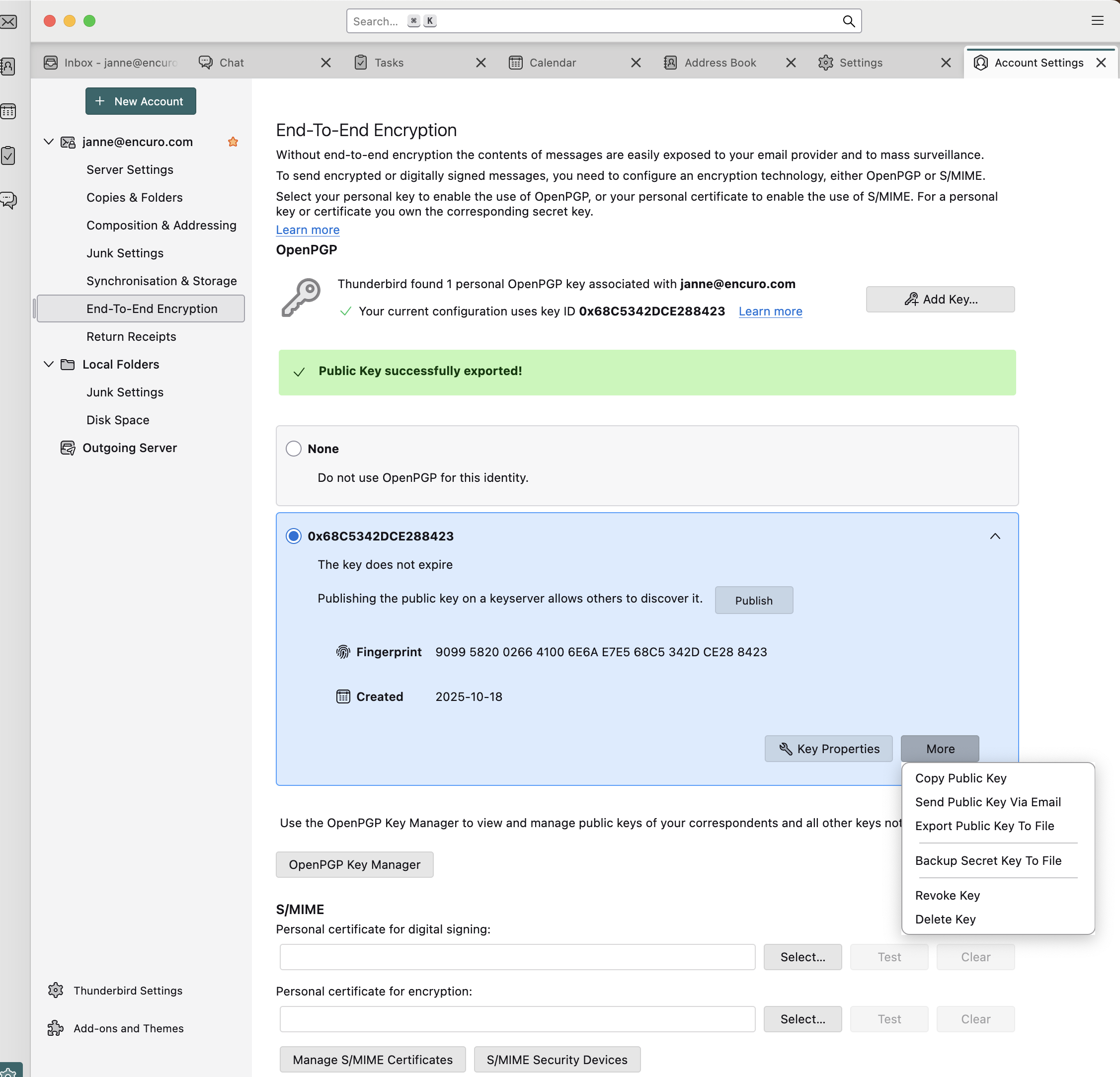 Export public key