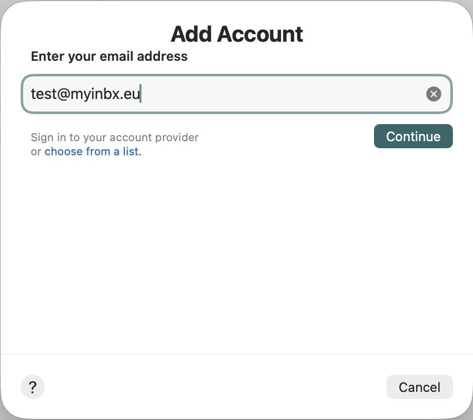 Mac add account screen
