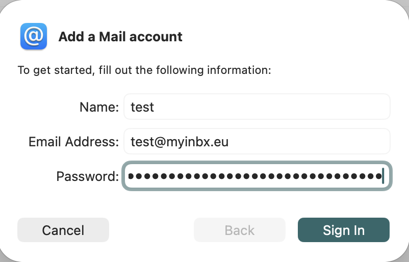 Mac add mail account form